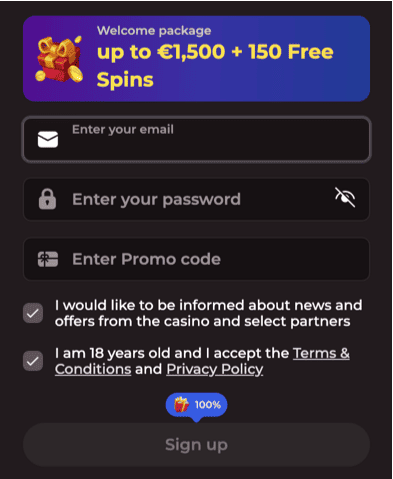 Registration at Buddyspin casino